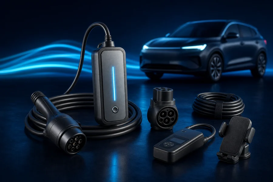 Cargador portátil, conversor y accesorios recomendados para carros eléctricos