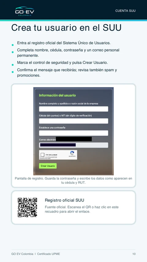 Página del eBook que explica cómo crear el usuario en el SUU